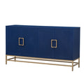 Retro Style Sideboard With Adjustable Shelves, Rectangular Metal Handles And Legs For Kitchen, Living Room, And Dining Room Navy Navy Mdf