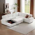 Oversized Modular Storage Sectional Sofa Couch For Home Apartment Office Living Room,Free Combination L U Shaped Corduroy Upholstered Deep Seat Furniture Convertible Sleeper Sofabed Left White Corduroy
