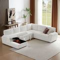 Oversized Modular Storage Sectional Sofa Couch For Home Apartment Office Living Room,Free Combination L U Shaped Corduroy Upholstered Deep Seat Furniture Convertible Sleeper Sofabed Left White Corduroy
