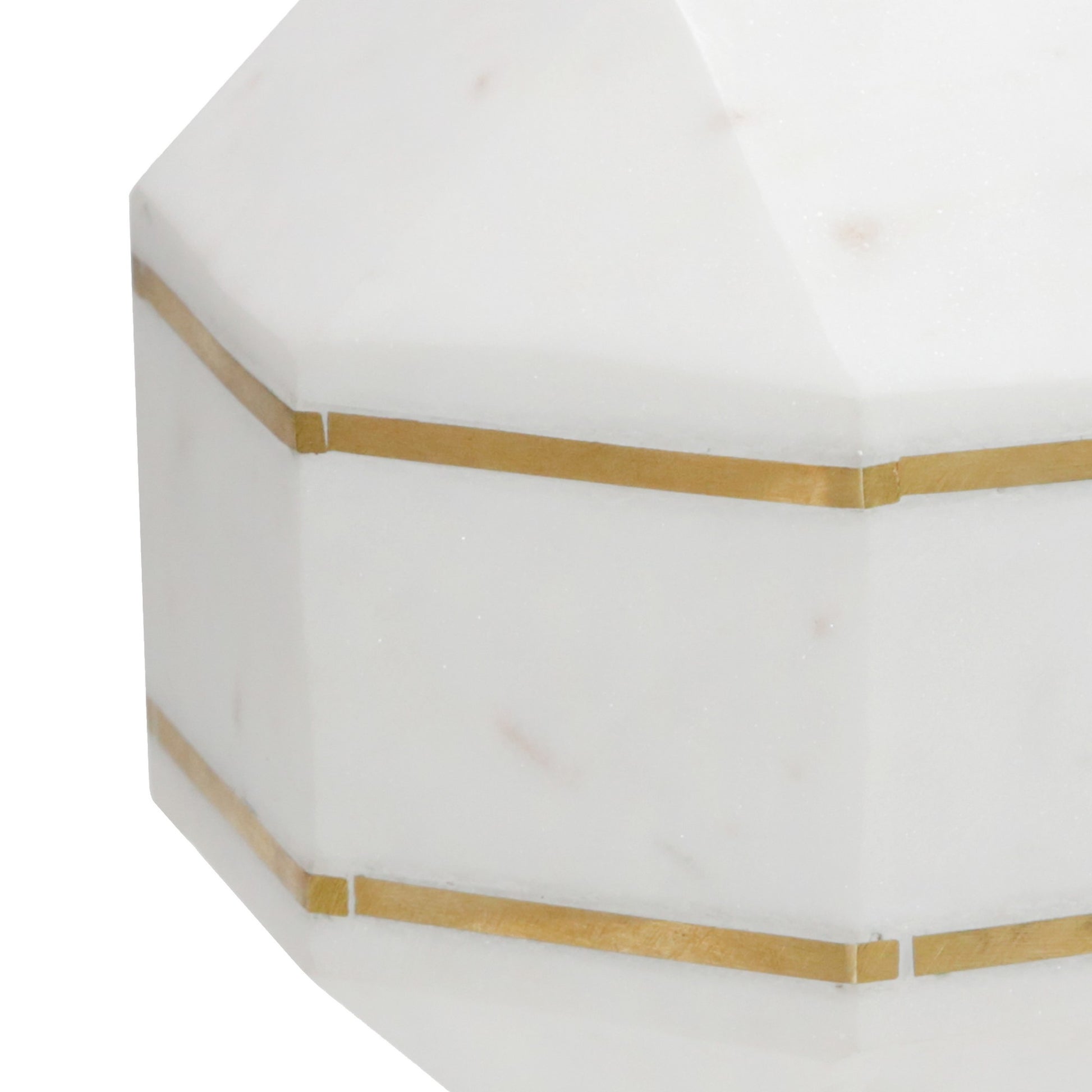 6 Inches Marble Frame Octagonal Orb With Stable Base, White White Marble