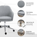 Vinsetto Mid Back Task Chair, Fabric Home Office Chair, Swivel Desk Chair With Tub Shape Design & Lined Pattern Back For Living Room, Bedroom, Gray Gray Polyester