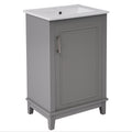 Viedo 20 Inch Modern Small Bathroom Vanity Cabinet With Ceramic Basin 20*15.5*33.3 Inches,Ample Storage,1 Soft Close Door Gray Solid Wood Mdf