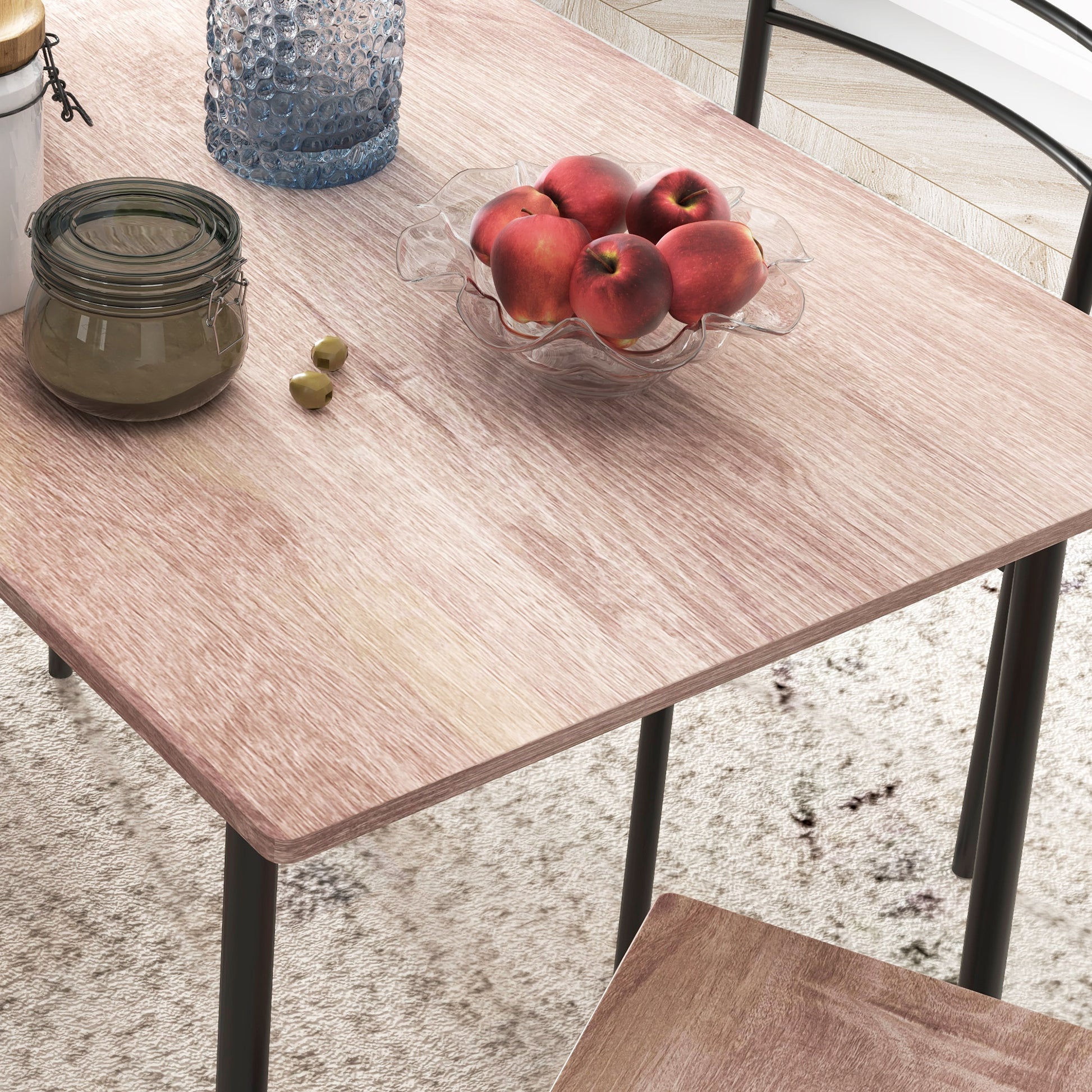 Homcom 5 Piece Dining Room Table Set For 4, Space Saving Kitchen Table And Chairs, Rectangle Dining Set With Steel Frame For Breakfast Nook Brown Mdf