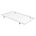 Full Size Metal Daybed With Curved Handle Design And Twin Size Trundle, White White Metal