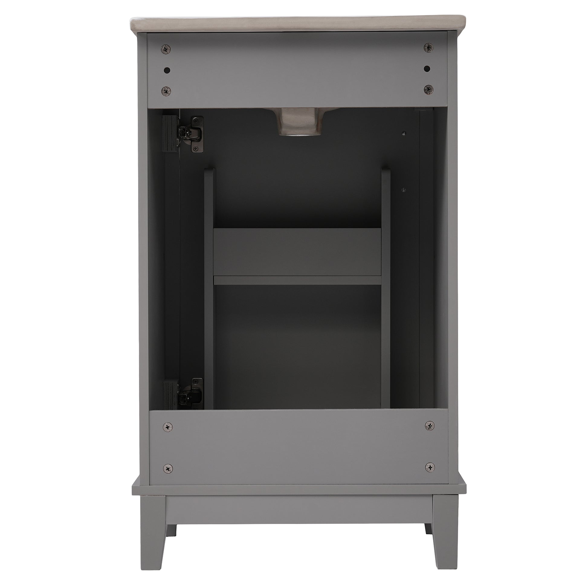 Viedo 20 Inch Modern Small Bathroom Vanity Cabinet With Ceramic Basin 20*15.5*33.3 Inches,Ample Storage,1 Soft Close Door Gray Solid Wood Mdf