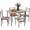 Homcom 5 Piece Dining Room Table Set For 4, Space Saving Kitchen Table And Chairs, Rectangle Dining Set With Steel Frame For Breakfast Nook Brown Mdf