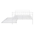 Full Size Metal Daybed With Curved Handle Design And Twin Size Trundle, White White Metal