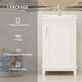 Viedo 20 Inch Modern Small Bathroom Vanity Cabinet With Ceramic Basin 20*15.5*33.3 Inches,Ample Storage,1 Soft Close Door White Solid Wood Mdf