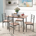 Homcom 5 Piece Dining Room Table Set For 4, Space Saving Kitchen Table And Chairs, Rectangle Dining Set With Steel Frame For Breakfast Nook Brown Mdf