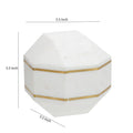6 Inches Marble Frame Octagonal Orb With Stable Base, White White Marble