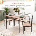 Homcom 5 Piece Dining Room Table Set For 4, Space Saving Kitchen Table And Chairs, Rectangle Dining Set With Steel Frame For Breakfast Nook Brown Mdf