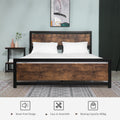 Homcom Queen Bed Frame With Headboard & Footboard, Strong Metal Slat Support Bed Frame W Underbed Storage Space, No Box Spring Needed, 63''X82''X40.5'' Brown Mdf