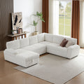 Oversized Modular Storage Sectional Sofa Couch For Home Apartment Office Living Room,Free Combination L U Shaped Corduroy Upholstered Deep Seat Furniture Convertible Sleeper Sofabed Left White Corduroy