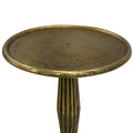12 Inch Side End Drink Table, Fancy Fluted Base, Round Top, Antique Brass Antique Brass Aluminum