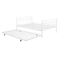Full Size Metal Daybed With Curved Handle Design And Twin Size Trundle, White White Metal