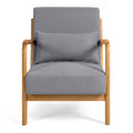 Leisure Chair With Solid Wood Armrest And Feet, Mid Century Modern Accent Sofa,1 Seat Light Gray Linen