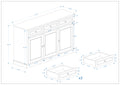 Buffet Cabinet Storage Sideboard Farmhouse Server Bar Wine Cabinet With 3 Drawers & 3 Doors Adjustable Shelves For Dining Living Room Kitchen Cupboard White White Mdf