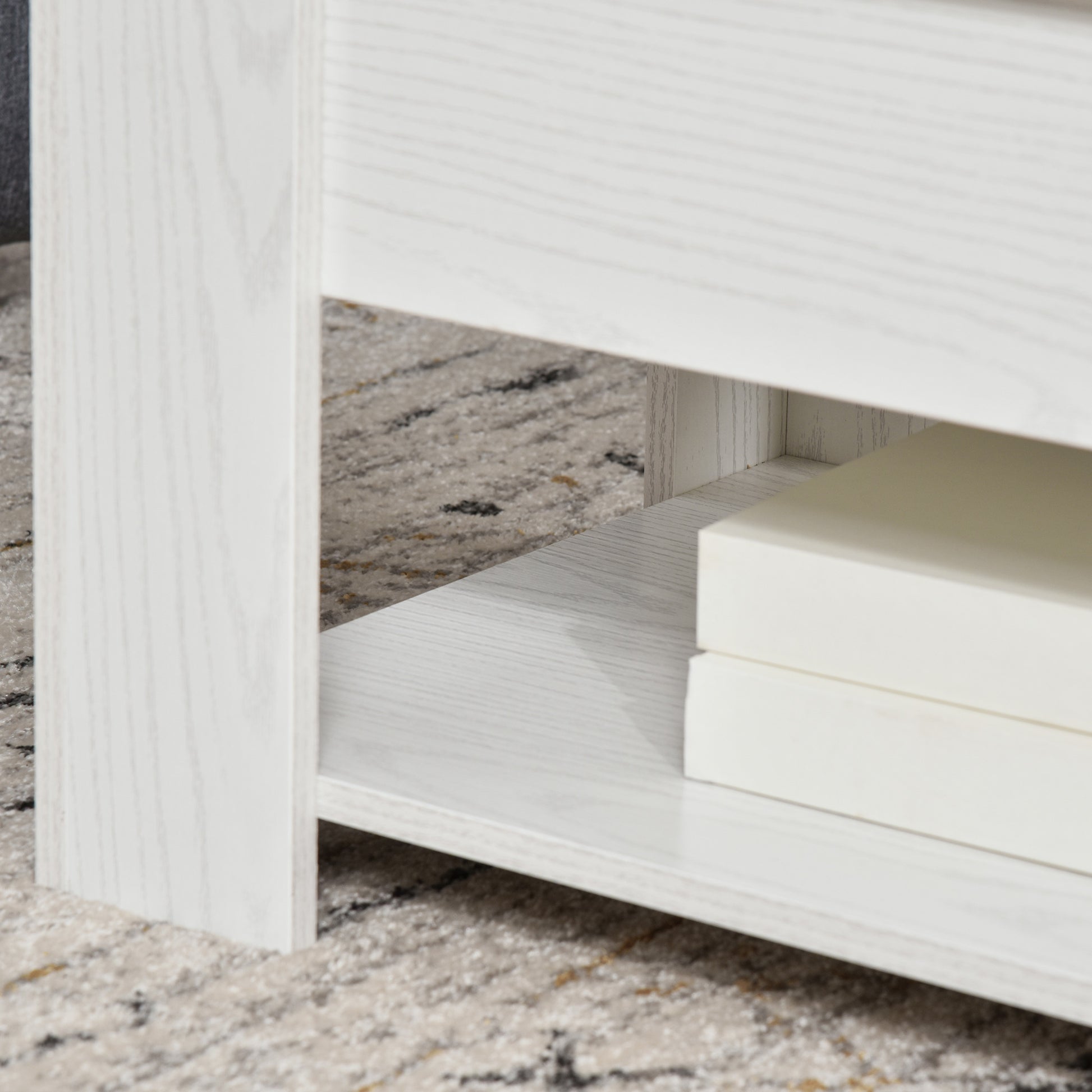 Homcom 39" Lift Top Coffee Table With Hidden Storage Compartment And Open Shelf, Pop Up Coffee Table For Living Room, White White Particle Board