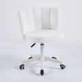 Set Of 1,Home Office Chair,Fluffy Fuzzy Comfortable Makeup Vanity Chair ,Swivel Desk Chair Height Adjustable Dressing Chair For Bedroom Antique White Fabric Metal