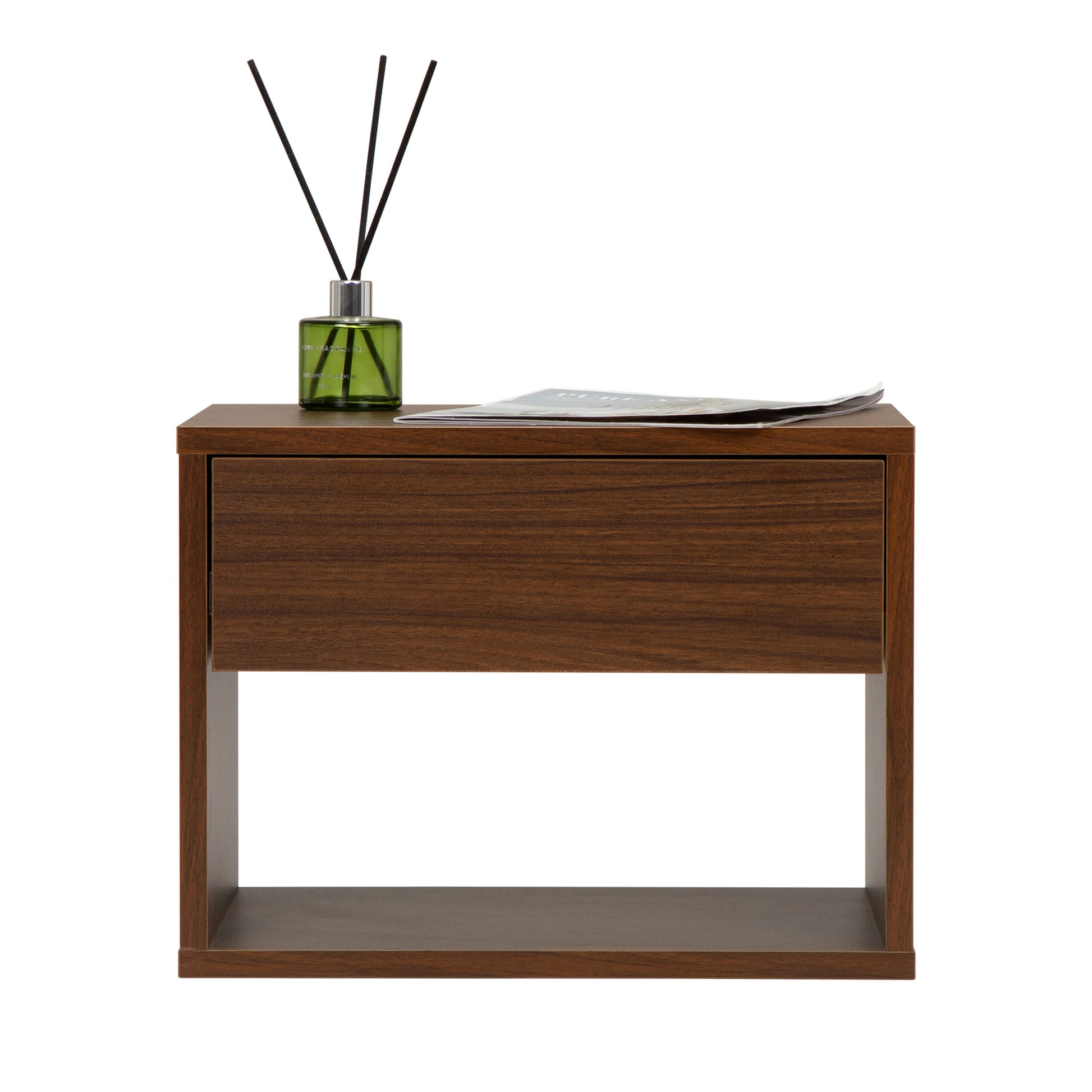 Wall Mounted Bedside Table Set Of Two Walnut Color Walnut Particle Board