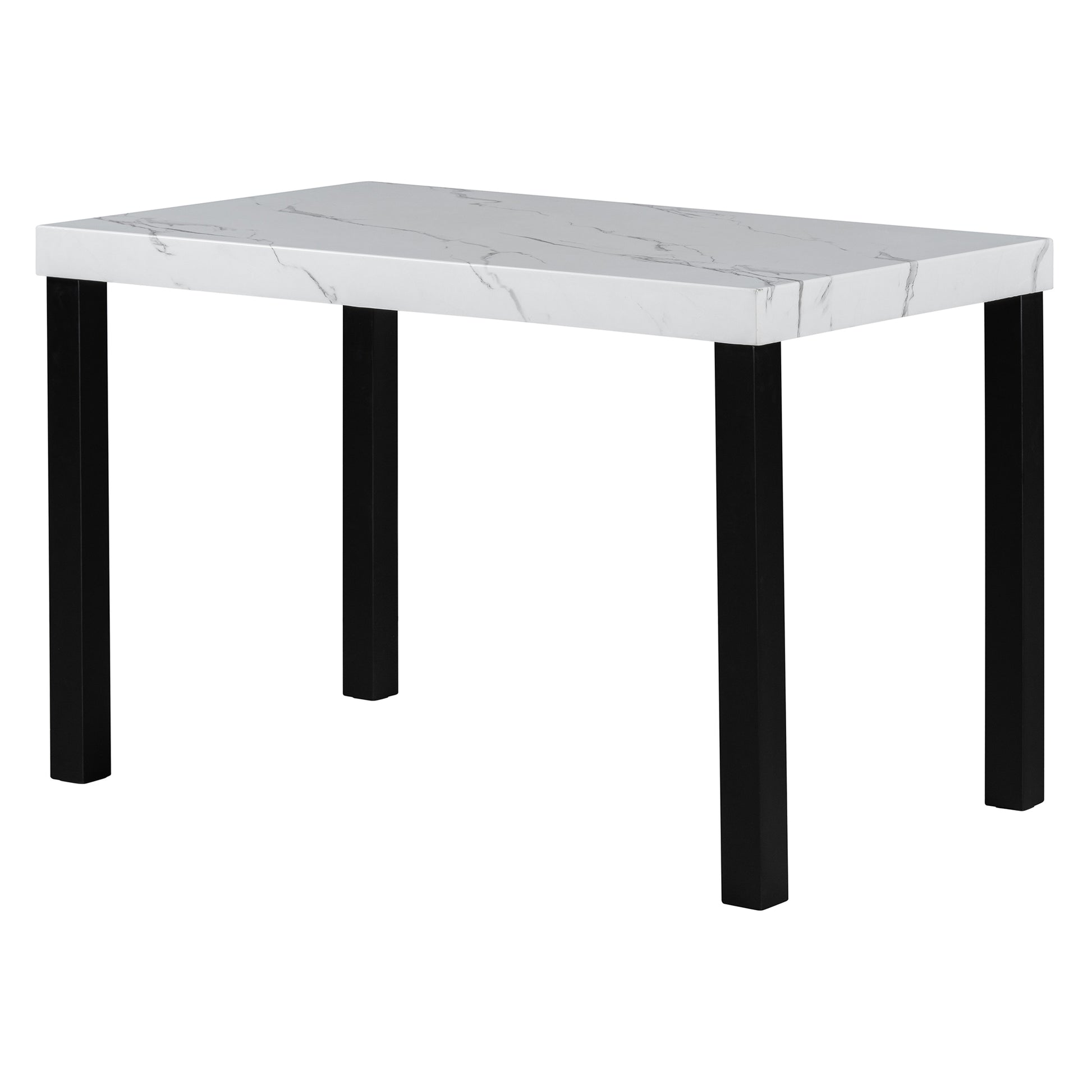 Five Piece Dining Set With Imitation Marble Tabletop, Restaurant Combination Set, Solid Wood Dining Table And 4 Chairs, Space Saving Combination Furniture For Kitchen And Dining Room. Black White Solid Wood Mdf