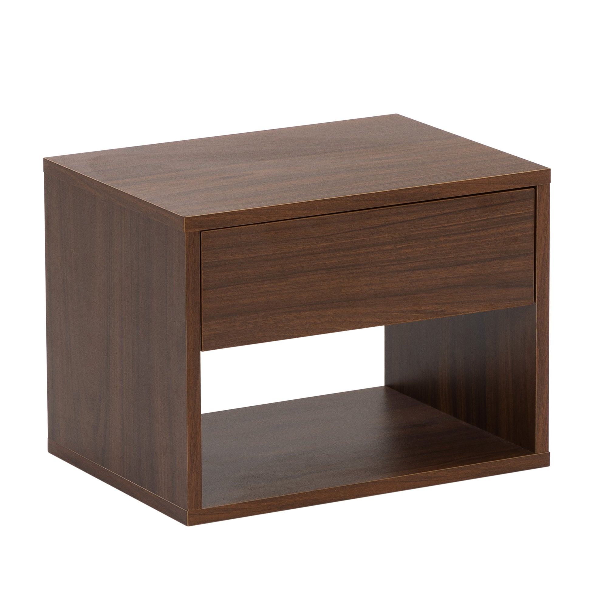 Wall Mounted Bedside Table Set Of Two Walnut Color Walnut Particle Board