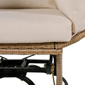 Outdoor Swivel Chair With Cushions, Rattan Egg Patio Chair With Rocking Function For Balcony, Poolside And Garden Natural Wicker Beige Cushion Natural Beige Wicker