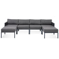 6 Pieces Aluminum Patio Furniture Set, Modern Metal Outdoor Conversation Set Sectional Sofa With Removable Olefin Extra Thick Cushions 5.9