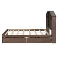 Full Size Wood Platform Bed With House Shaped Storage Headboard And 2 Drawers, Walnut Box Spring Not Required Full Walnut Wood Bedroom Solid Wood Mdf