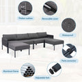 6 Pieces Aluminum Patio Furniture Set, Modern Metal Outdoor Conversation Set Sectional Sofa With Removable Olefin Extra Thick Cushions 5.9