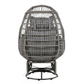Outdoor Swivel Chair With Cushions, Rattan Egg Patio Chair With Rocking Function For Balcony, Poolside And Garden Grey Wicker Grey Cushion Grey Wicker