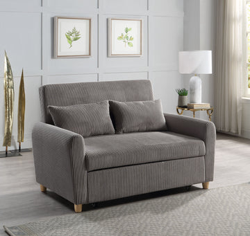 Justine 54" Brown Corduroy Convertible Sleeper Loveseat Brown Corduroy