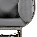 Outdoor Swivel Chair With Cushions, Rattan Egg Patio Chair With Rocking Function For Balcony, Poolside And Garden Grey Wicker Grey Cushion Grey Wicker
