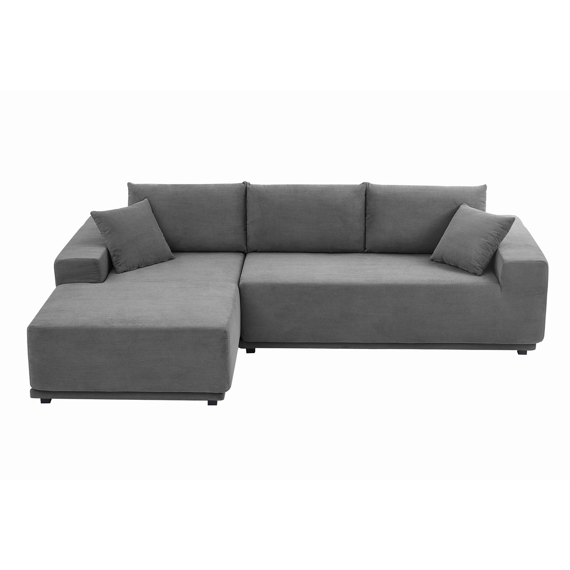 Sectional Couch Covers 2 Pcs L Shape Sectional Sofa Corduroy Couches For Living Room, Bedroom, Salon, 2 Pc Free Combinationincluding Bottom Frame . Grey Gray Corduroy 3 Seat