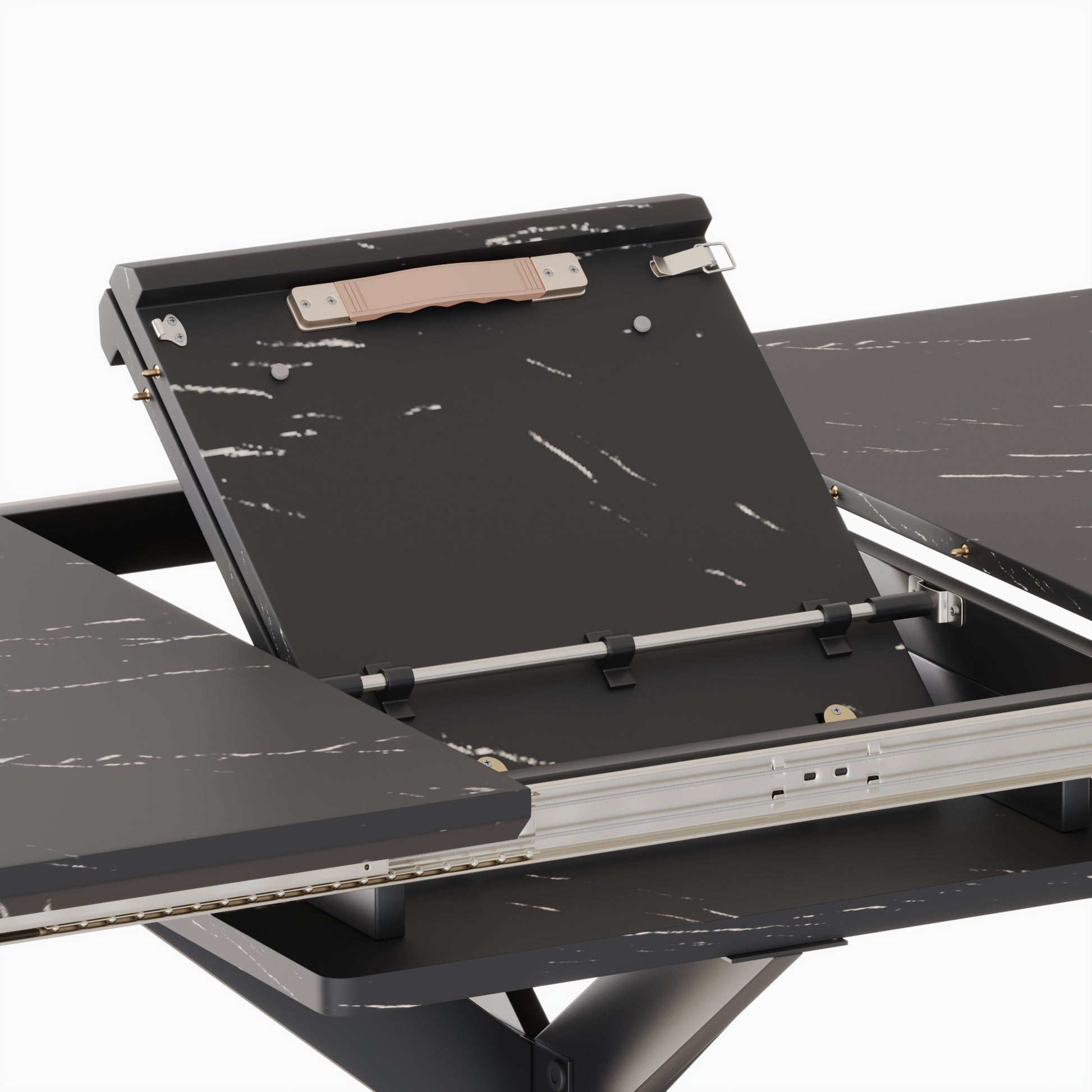 Scalable Dining Table Table Set For 4 8 Person For Dining Room,Curved Backrest Round Upholstered Soft Padded Armless Dining Chairs And Very Large Dining Room Table Kitchen Table Chair Set Black White Mdf Metal