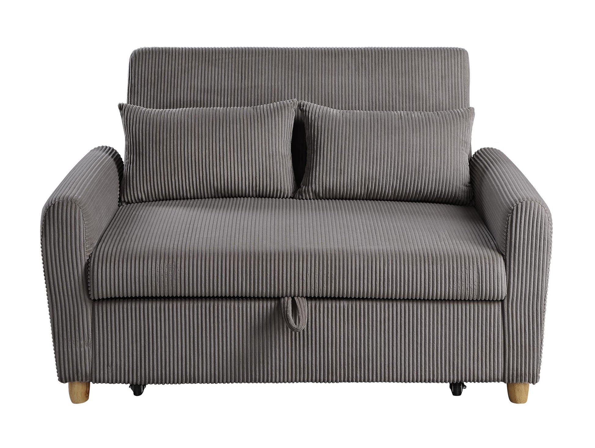 Justine 54" Brown Corduroy Convertible Sleeper Loveseat Brown Corduroy