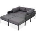6 Pieces Aluminum Patio Furniture Set, Modern Metal Outdoor Conversation Set Sectional Sofa With Removable Olefin Extra Thick Cushions 5.9