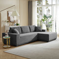 L Shape Sectional Sofa Corduroy Couches Modular Sectional Living Room Sofa Set Upholstered Sleeper Sofa For Living Room, Bedroom, Salon, Including Bottom Frame .Grey Gray Corduroy 3 Seat