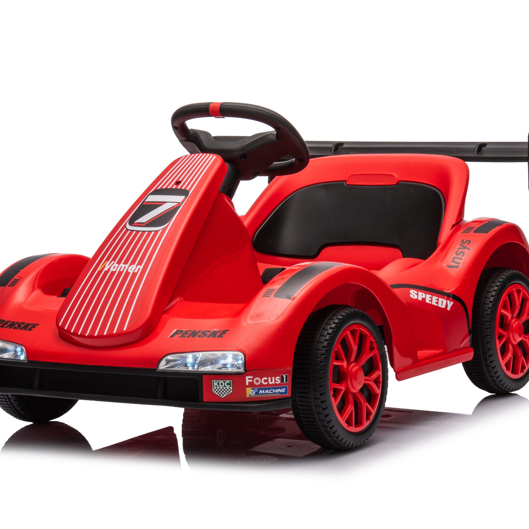 Kids Electric Go Kart, 12V Battery Powered Ride On Car W Remote Control, Safety Belt, Slow Start, Music, 4 Wheeler Electric Vehicle For Kids, Gift For Boys Girls Red Plastic
