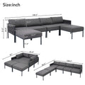 6 Pieces Aluminum Patio Furniture Set, Modern Metal Outdoor Conversation Set Sectional Sofa With Removable Olefin Extra Thick Cushions 5.9