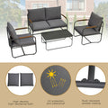4 Piece Outdoor Patio Furniture Sets, Patio Conversation Set With Removable Seating Cushion, Courtyard Patio Set For Home, Yard, Poolside Grey Gray Aluminum