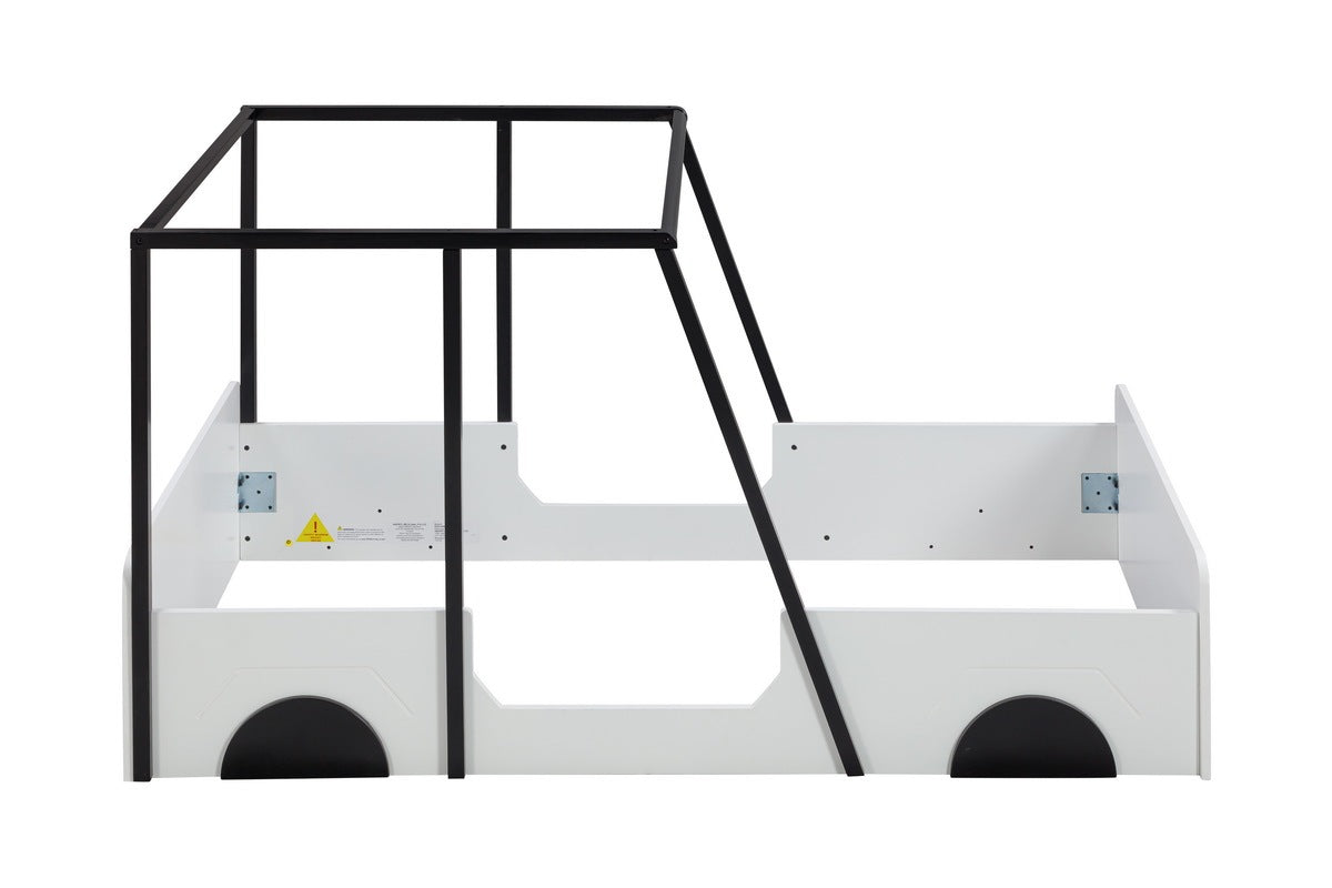 Twin Size Car Shaped Bed With Roof,Wooden Twin Floor Bed With Wheels And Door Design,Montessori Inspired Bedroom,Black Twin Black American Design Pine