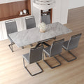 Scalable Dining Table Table Set For 6 8 Person For Dining Room,C Shaped Tube Soft Padded Armless Dining Chairs And Very Large Dining Room Table Kitchen Table Chair Set With Metal Legs Grey Mdf Metal