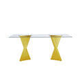 Tempered Glass Top Dining Table With Gold Mirror Finish Stainless Steel Base Gold Tempered Glass