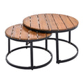 6 Piece Outdoor Sectional Sofa Set With Round Nesting Coffee Tables And Seating Sofa With Cushions For Patio, Porch And Garden Grey Grey Iron