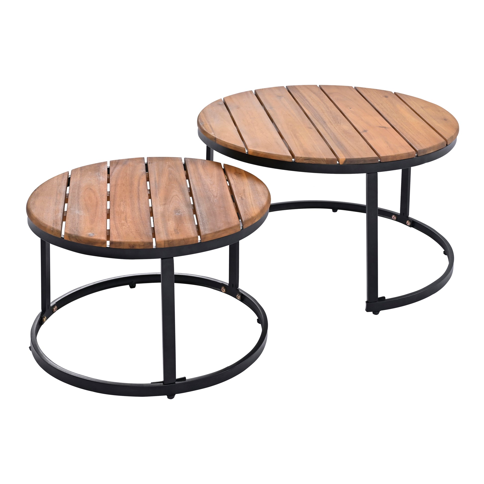 6 Piece Outdoor Sectional Sofa Set With Round Nesting Coffee Tables And Seating Sofa With Cushions For Patio, Porch And Garden Grey Grey Iron