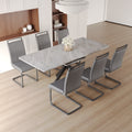 Scalable Dining Table Table Set For 6 8 Person For Dining Room,C Shaped Tube Soft Padded Armless Dining Chairs And Very Large Dining Room Table Kitchen Table Chair Set With Metal Legs Grey Mdf Metal