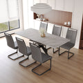 Scalable Dining Table Table Set For 6 8 Person For Dining Room,C Shaped Tube Soft Padded Armless Dining Chairs And Very Large Dining Room Table Kitchen Table Chair Set With Metal Legs Grey Mdf Metal