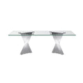 Tempered Glass Top Coffee Table With Silver Mirror Finish Stainless Steel Base Silver Tempered Glass