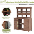 Garden Potting Bench Table, Rustic And Sleek Design With Multiple Drawers And Shelves For Storage, Brown Brown Garden & Outdoor Rustic Wood